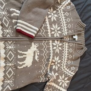 Coldwater Creek Taupe and Cream Knit Cardigan